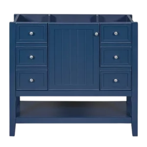 36" Bathroom Vanity without Sink, Cabinet Base Only, One Cabinet and three Drawers, Blue