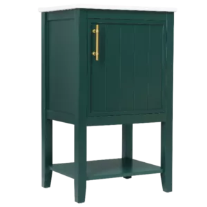 20" Bathroom Vanity with Sink, Bathroom Cabinet with Soft Closing Door, Storage Rack and Open Shelf, Green