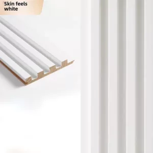 TRWSL001018 - 9 ft. x 0.48 ft. x 0.7 in. Skin feels white Decorative Wood Slat Wall Panel