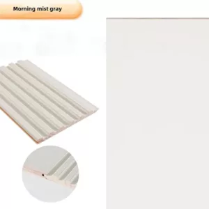 TRWSL001029 - 9 ft. x 0.48 ft. x 0.7 in. Morning mist gray Decorative Wood Slat Wall Panel