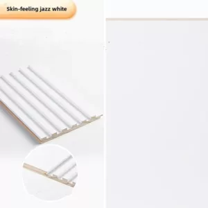 TRWSL001051 - 9 ft. x 0.48 ft. x 0.7 in. Skin feeling jazz white Decorative Wood Slat Wall Panel