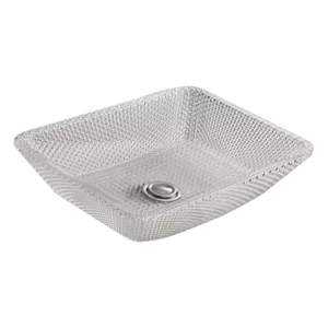 Grey Round Glass Bathroom Vessel Sink with Stylish Design