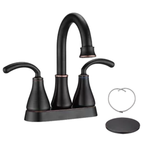 Two Handle Bathroom Sink Faucet with Pop-Up Drain in Oil-Rubbed Bronze