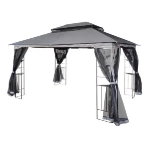 Outdoor Patio Gazebo Canopy Tent With Ventilated Double Roof And Mosquito Net in Gray Color